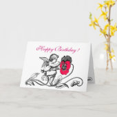 CARTE ANGEL PEINDRE UNE FLEURS ROSE ANNIVERSAIRE (Fleur jaune)
