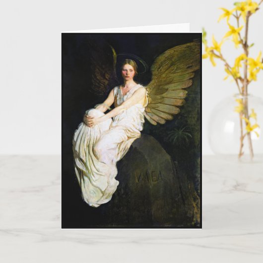 Carte Angel, peinture populaire d'Albert H. Thayer (Fleur jaune)