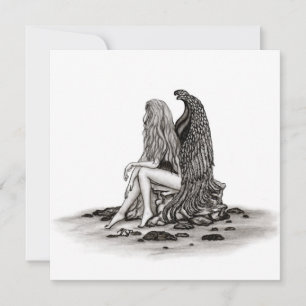 Carte Angel, perdu dans la pensée, noir et blanc Design