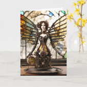 Carte Angel Steampunk Mélange Média Blanc À L'Intérieur (Fleur jaune)