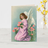 Carte Angel vintage et Rose (Fleur jaune)