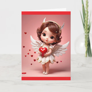 Carte Angel With Heart Valentine Greeting Card