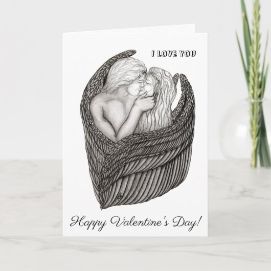 Carte Angels Kissing, noir et blanc Design (Devant)