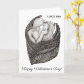 Carte Angels Kissing, noir et blanc Design (Fleur jaune)