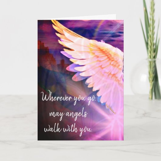 Carte Angels Walk With You Guardian Angel Pink Wing (Devant)