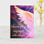 Carte Angels Walk With You Guardian Angel Pink Wing (Fleur jaune)