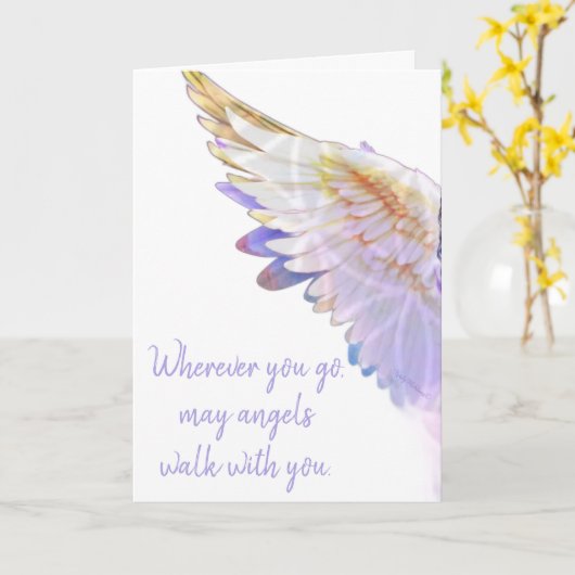 Carte Angels With You Angel Lavender Gold Wing Greeting (Fleur jaune)