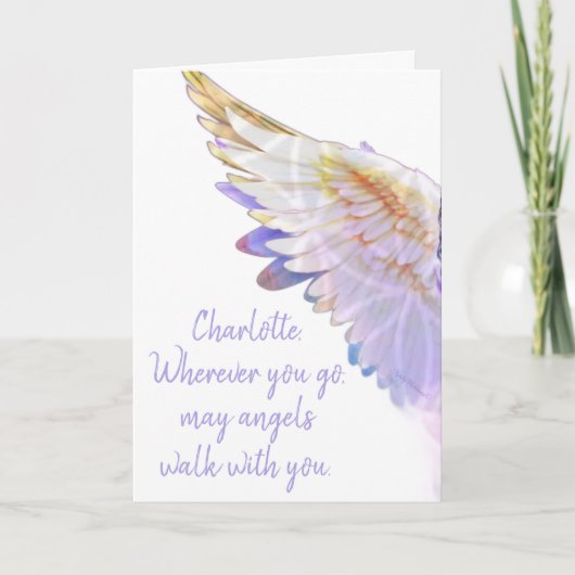 Carte Angels With You Angel Name Lavender Gold Wing (Devant)