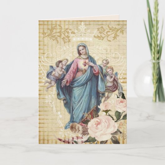 Carte Anges bénis religieux de Vierge Marie de jour de (Devant)