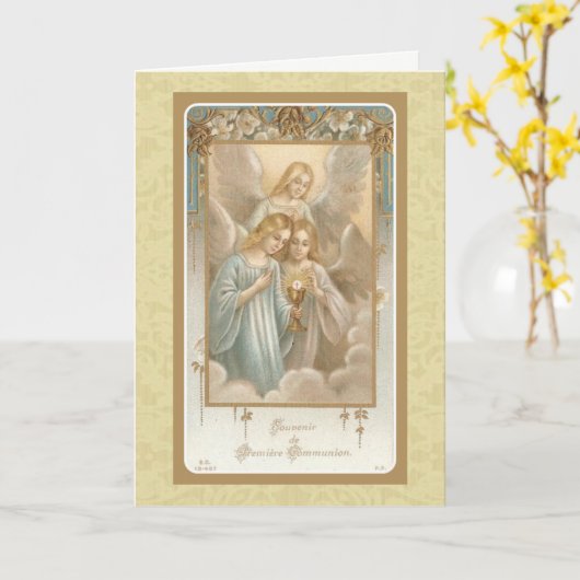 Carte Anges de la communion première Sainte Eucharistie  (Fleur jaune)