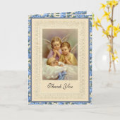 Carte Anges Gardiens de Bébé Garçon Remerciement de Bapt (Fleur jaune)