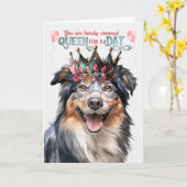 Carte Anglais Berger Queen pour une journée drôle d'anni (Fleur jaune)