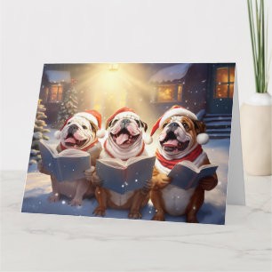 Carte Anglais Bulldog Christmas Carolers Fun Holiday
