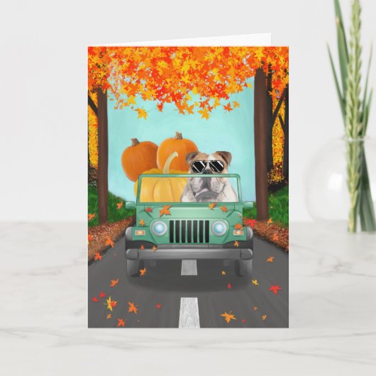 Carte Anglais Bulldog Fall Citrouille (Devant)