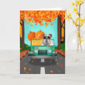 Carte Anglais Bulldog Fall Citrouille (Fleur jaune)