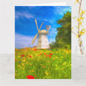 Carte Anglais Campagne Windmill Art (Fleur jaune)