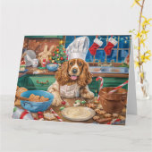Carte Anglais Cocker Spaniel Vacances Baking : Noël (Fleur jaune)