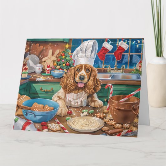Carte Anglais Cocker Spaniel Vacances Baking : Noël (Devant)