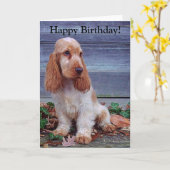 Carte Anglais Cocker Spaniels (Fleur jaune)