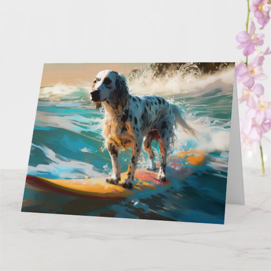 Carte Anglais Setter Beach Surfing Painting (Orchidée)