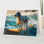 Carte Anglais Setter Beach Surfing Painting (Devant)