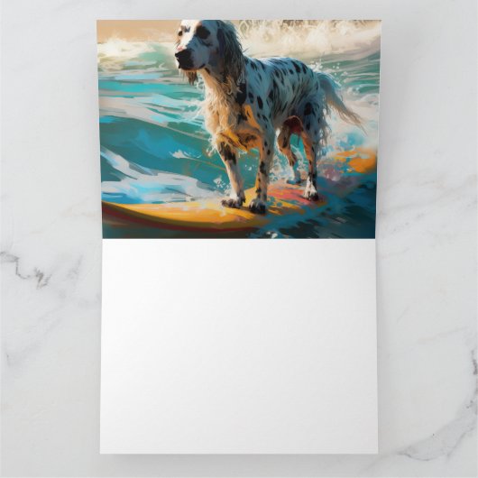 Carte Anglais Setter Beach Surfing Painting (Intérieur)