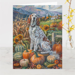 Carte Anglais Setter Chien Automne Moisson Thanksgiving