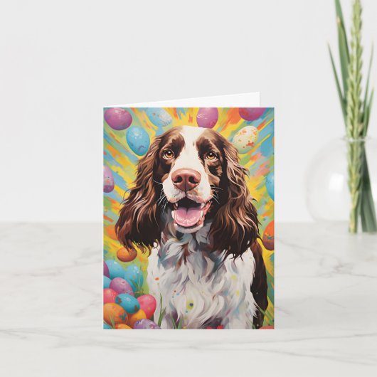 Carte Anglais Springer Spaniel Bonne Pâques (Devant)