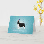 Carte Anglais Springer Spaniel Design Anniversaire. (Fleur jaune)