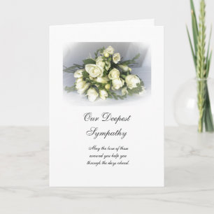 Carte Anglais : Sympathie blanche freesias & roses