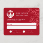 Carte Anglais vietnamien bilingue Mariage rouge RSVP (Devant)