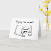 Carte Angry Cat Challenges Book Lovers - Funny Cat Card (Fleur jaune)