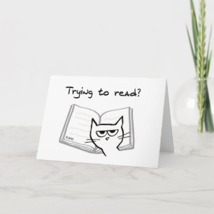 Carte Angry Cat Challenges Book Lovers - Funny Cat Card