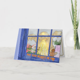 Carte Angry Gingerbread Man Greeting Card - Spicy Wings