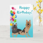 Carte Animal berger allemand avec ballons (Fleur jaune)