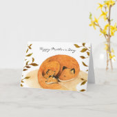 Carte animal forestier bois renard fox mère jour (Fleur jaune)