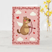 Carte Animale Cupidon Saint-Valentin Mignonne (Fleur jaune)