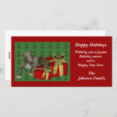 Carte animale de vacances de Noël de chiot de lévr (Devant / Derrière)