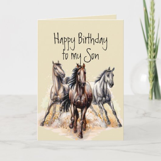 Carte animale Fils Anniversaire des Chevaux occide (Devant)