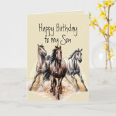Carte animale Fils Anniversaire des Chevaux occide (Fleur jaune)