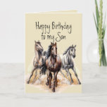 Carte animale Fils Anniversaire des chevaux occide<br><div class="desc">Chevaux de l'Ouest sauvage Anniversaire du Son Ferme Animaux Ce que vous aimez pour celui qui aime les chevaux</div>