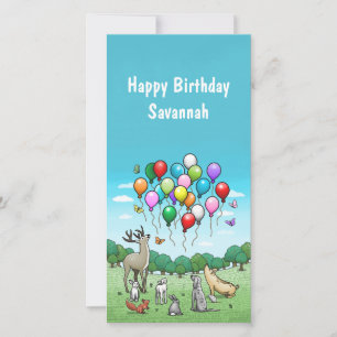 Carte Animaux avec joyeux anniversaire ballons magnifiqu