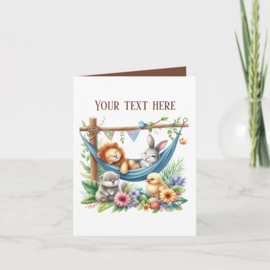 Carte Animaux bébé mixtes mignons ajouter du texte à n'i (Devant)