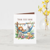 Carte Animaux bébé mixtes mignons ajouter du texte à n'i (Fleur jaune)