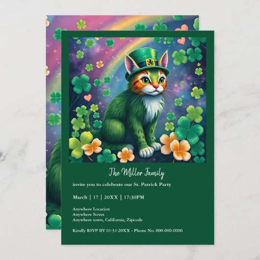 Carte Animaux chanceux déguisés - Saint Patrick’s Day Fu (Devant / Derrière)