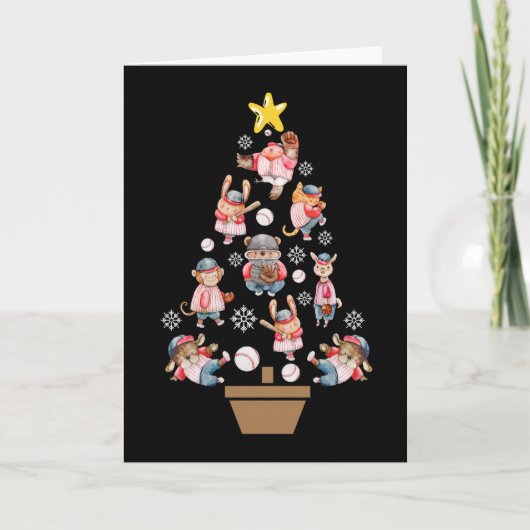 Carte Animaux de baseball Arbre de Noël (Devant)