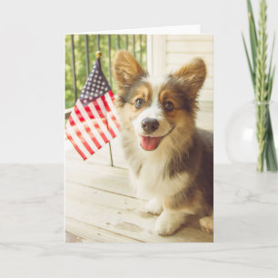 Carte Animaux de bébés cutest American Flag Corgi