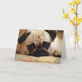 Carte Animaux de bébés cutest | Carlin bébé chiot (Fleur jaune)