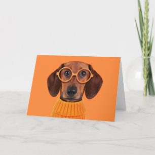 Carte Animaux de bébés cutest Chandail orange Dachshun