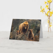 Carte Animaux de bébés cutest | Famille d'ours Brown (Fleur jaune)